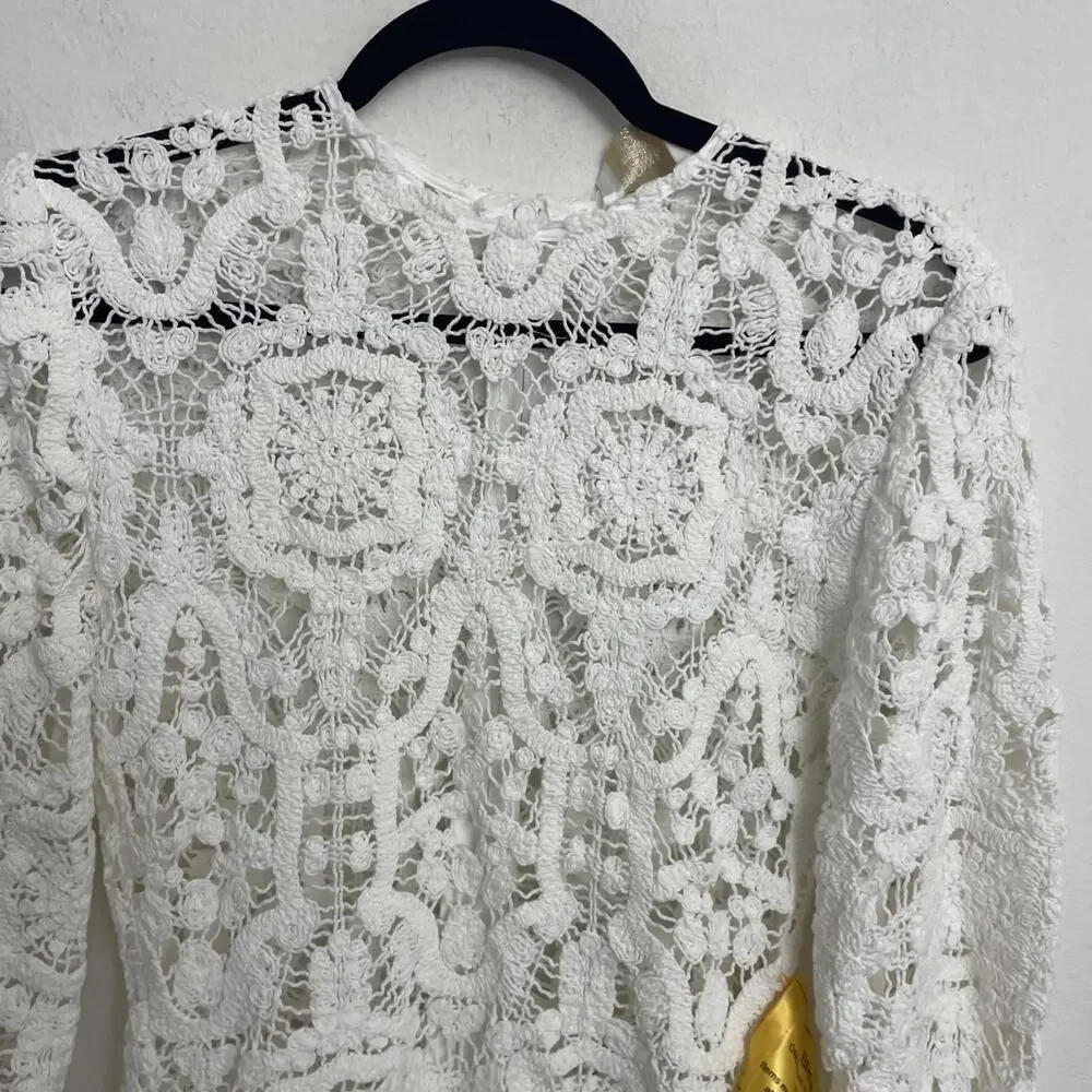 BRONX AND BANCO Marley Crochet Mini Dress WHITE SIZE S NWT $650MSRP - Picture 6 of 10